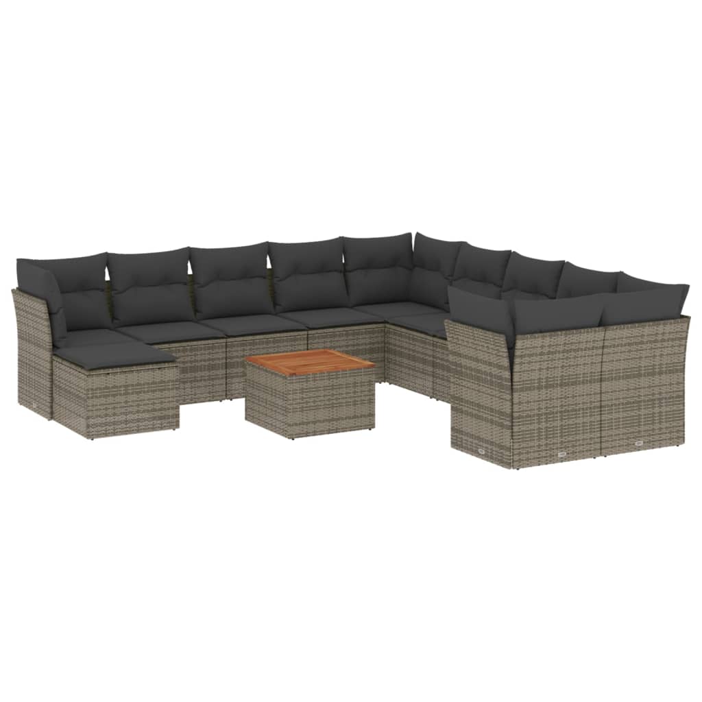 vidaXL Set canapea de grădină cu perne, 12 piese, gri, poliratan vidaXL Set canapea de grădină cu perne, 12 piese, gri, poliratan