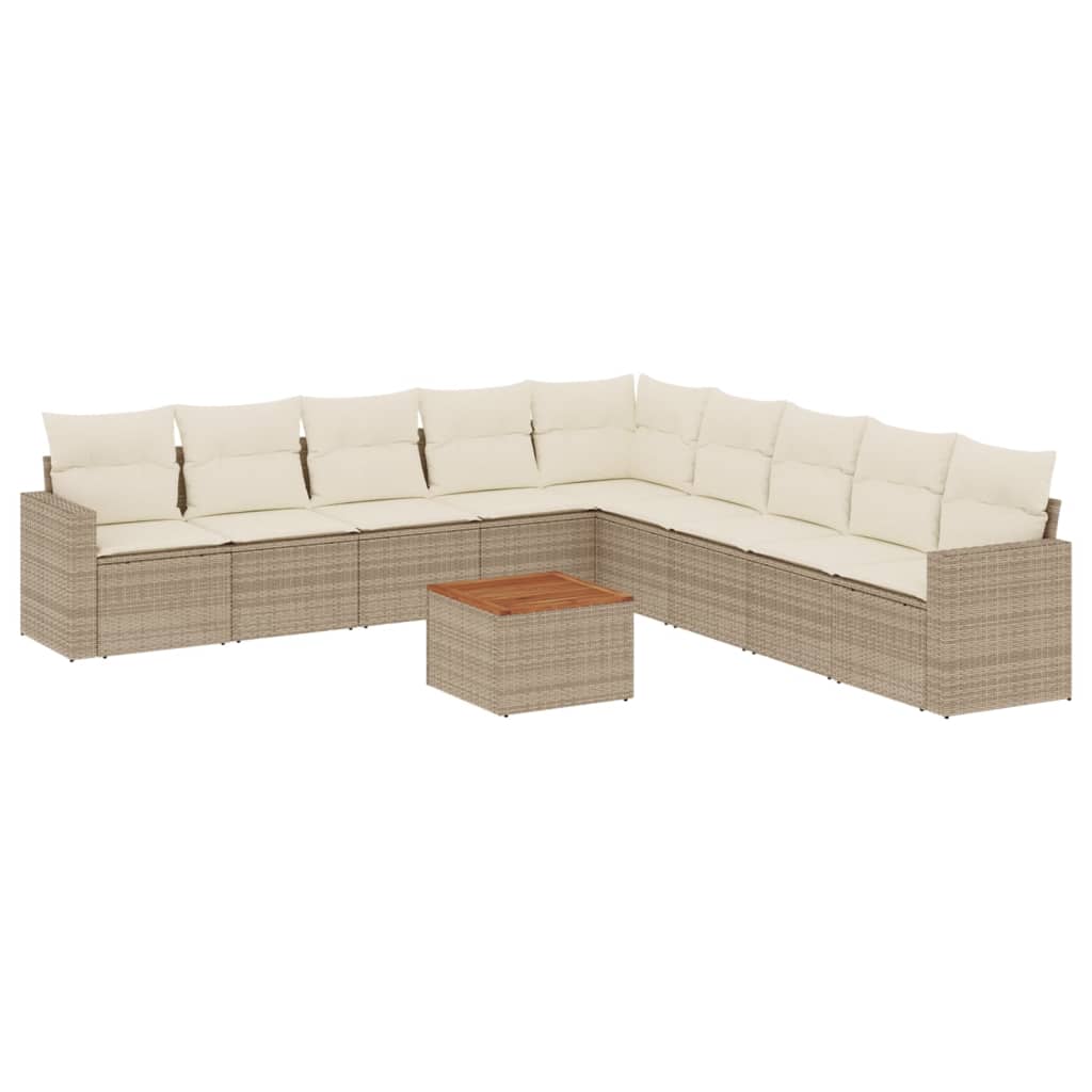vidaXL Set canapele de grădină cu perne, 10 piese, bej, poliratan