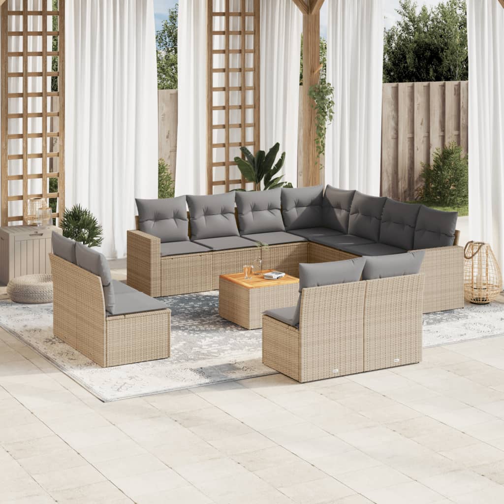 vidaXL Set canapele de grădină cu perne, 12 piese, bej, poliratan vidaXL Set canapele de grădină cu perne, 12 piese, bej, poliratan