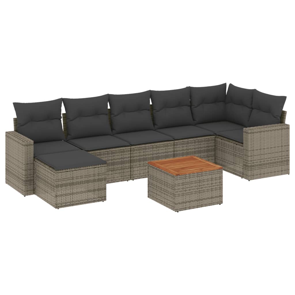 vidaXL Set canapele de grădină cu perne, 8 piese, gri, poliratan