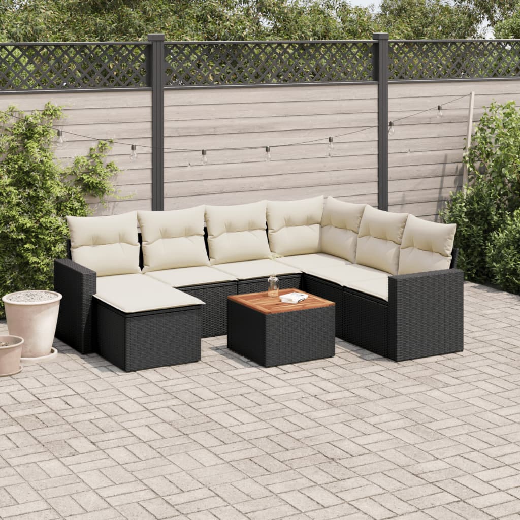 vidaXL Set mobilier de grădină cu perne, 8 piese, negru, poliratan vidaXL Set mobilier de grădină cu perne, 8 piese, negru, poliratan