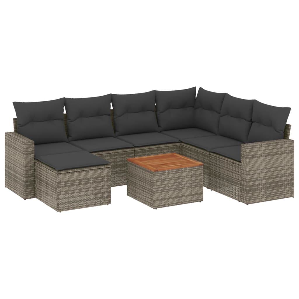 vidaXL Set canapele de grădină cu perne, 8 piese, gri, poliratan