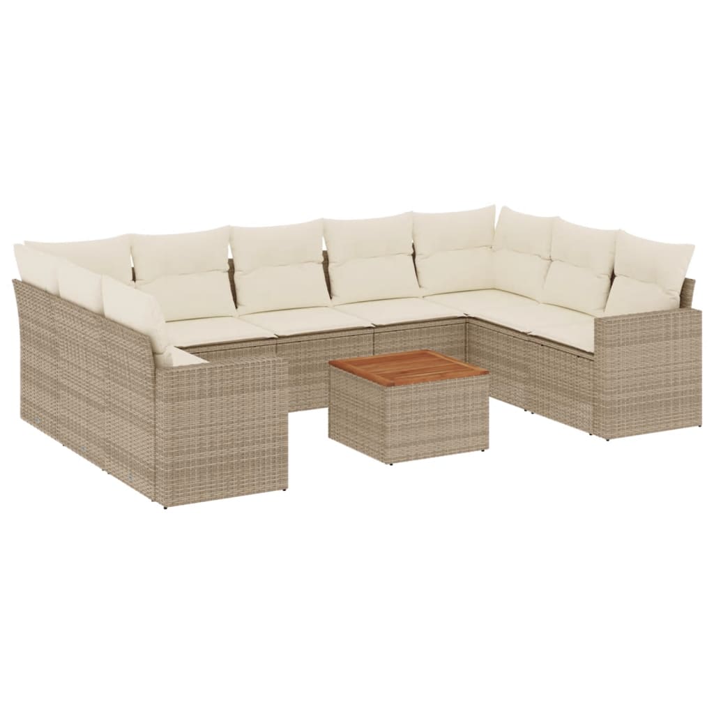 vidaXL Set canapele de grădină cu perne, 10 piese, bej, poliratan vidaXL Set canapele de grădină cu perne, 10 piese, bej, poliratan