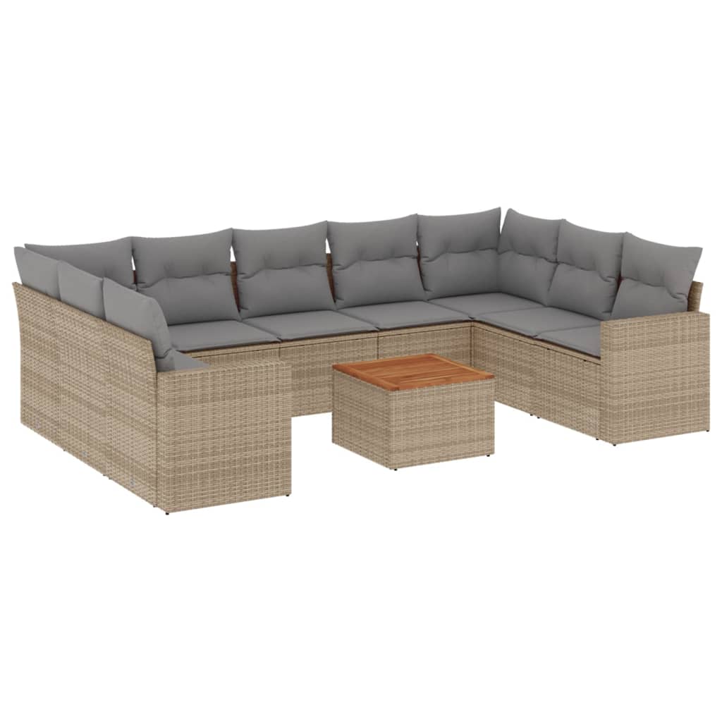 vidaXL Set canapele de grădină cu perne, 10 piese, bej, poliratan