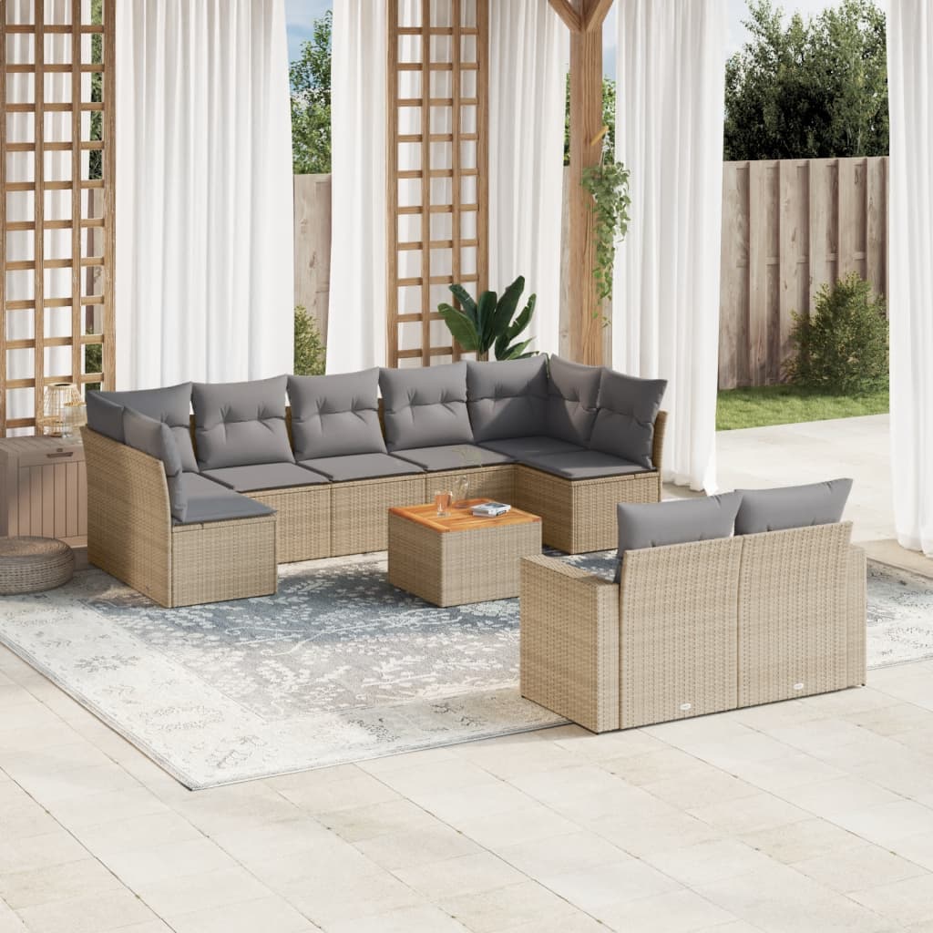 vidaXL Set canapele de grădină cu perne, 10 piese, bej, poliratan vidaXL Set canapele de grădină cu perne, 10 piese, bej, poliratan