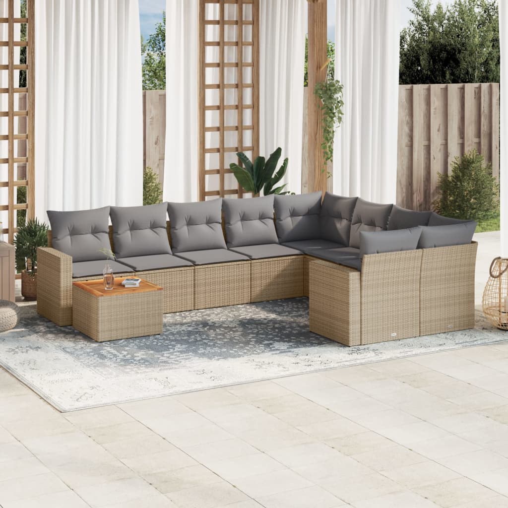 vidaXL Set canapele de grădină cu perne, 10 piese, bej, poliratan vidaXL Set canapele de grădină cu perne, 10 piese, bej, poliratan