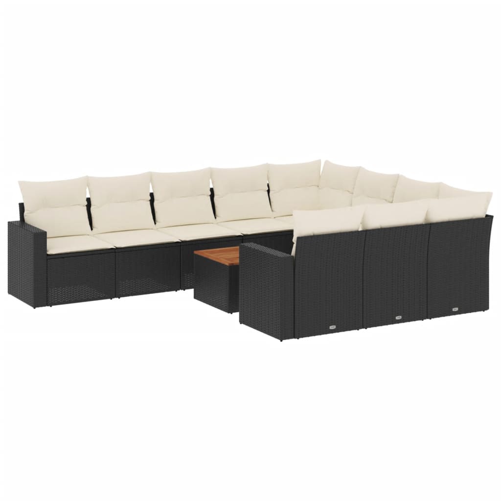 vidaXL Set canapele de grădină cu perne, 11 piese, negru, poliratan vidaXL Set canapele de grădină cu perne, 11 piese, negru, poliratan