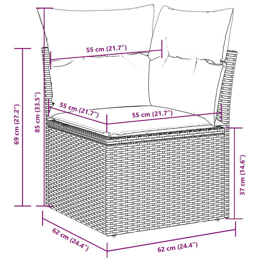 vidaXL Set canapele de grădină cu perne, 11 piese, negru, poliratan vidaXL Set canapele de grădină cu perne, 11 piese, negru, poliratan