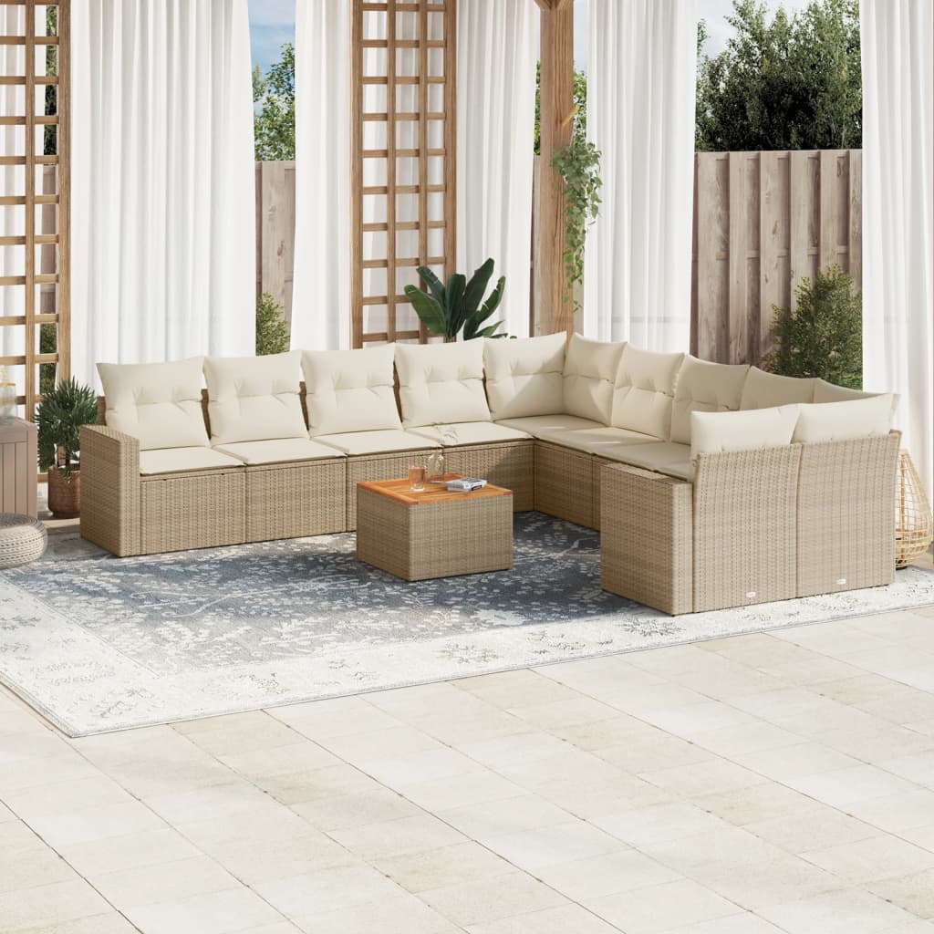 vidaXL Set canapele de grădină cu perne, 11 piese, bej, poliratan vidaXL Set canapele de grădină cu perne, 11 piese, bej, poliratan