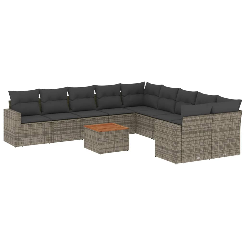 vidaXL Set canapele de grădină cu perne, 11 piese, gri, poliratan vidaXL Set canapele de grădină cu perne, 11 piese, gri, poliratan