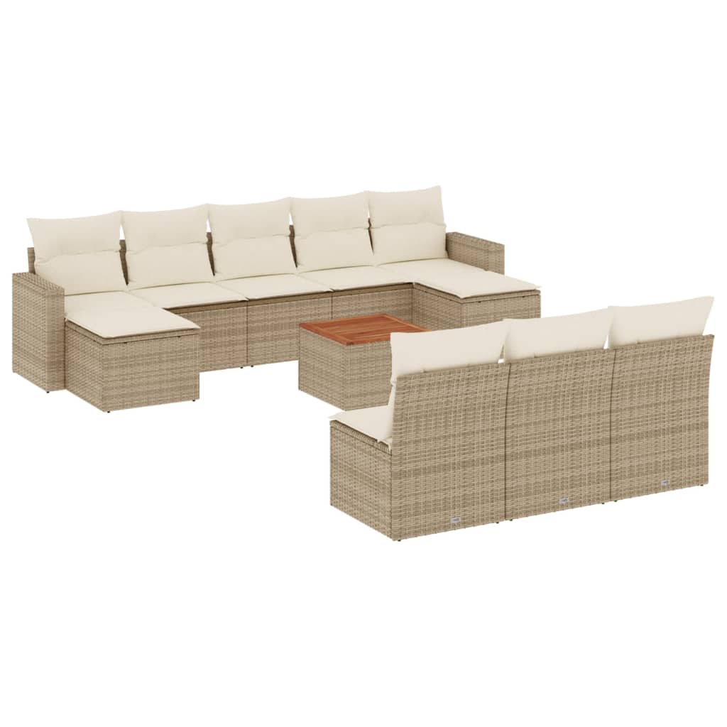 vidaXL Set canapele de grădină cu perne, 11 piese, bej, poliratan vidaXL Set canapele de grădină cu perne, 11 piese, bej, poliratan