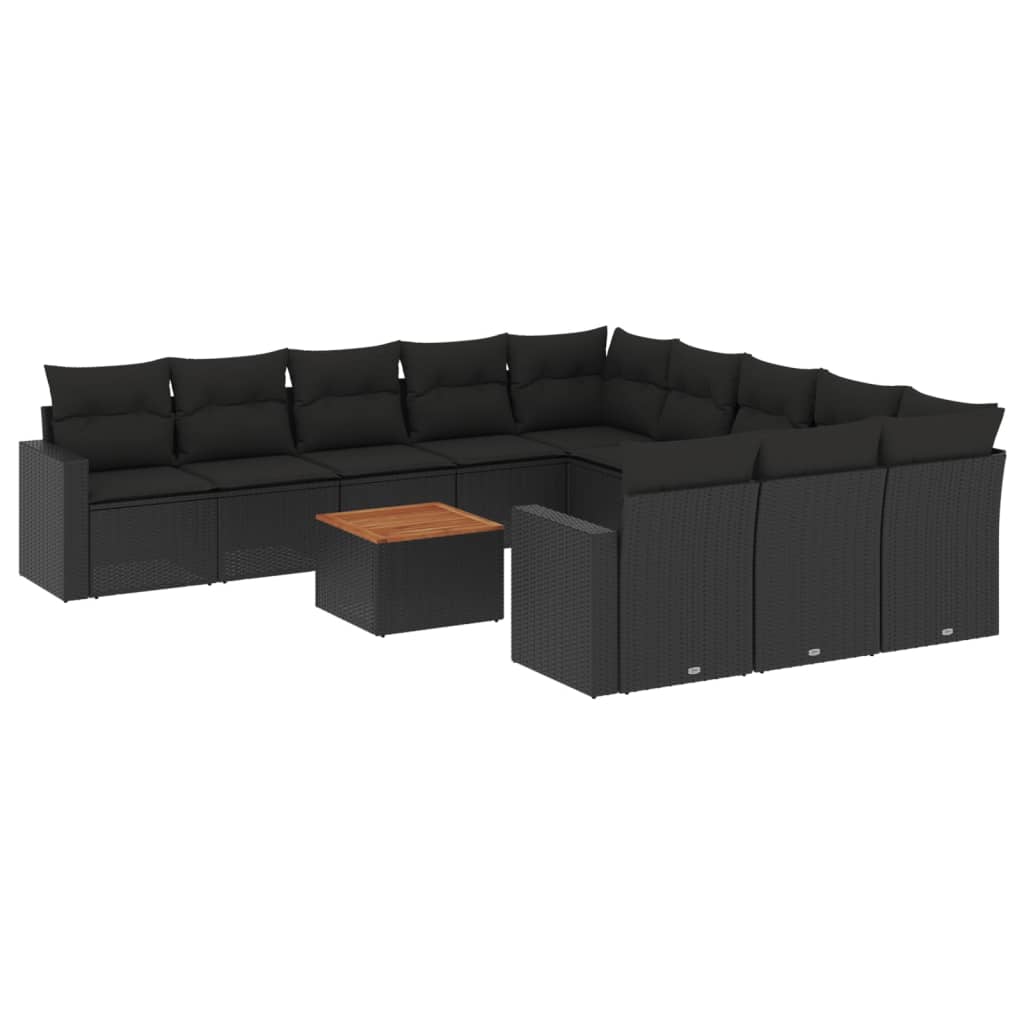 vidaXL Set canapele de grădină, 12 piese, cu perne, negru, poliratan vidaXL Set canapele de grădină, 12 piese, cu perne, negru, poliratan