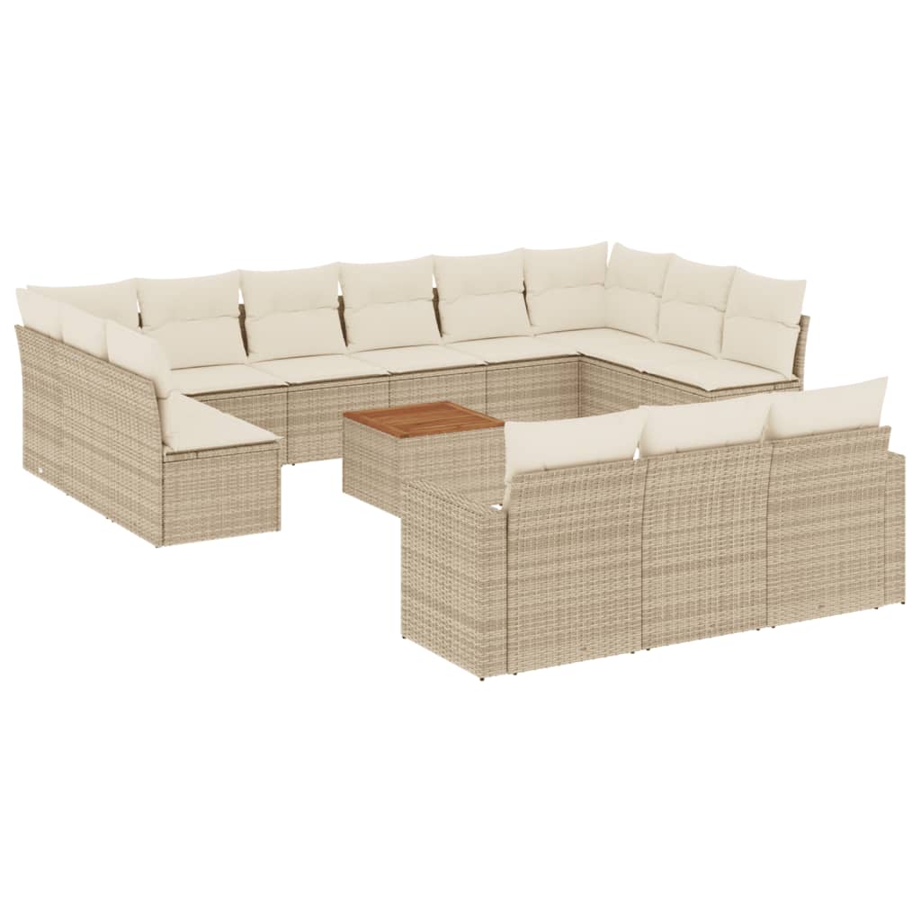 vidaXL Set canapele de grădină, 14 piese, cu perne, bej, poliratan vidaXL Set canapele de grădină, 14 piese, cu perne, bej, poliratan