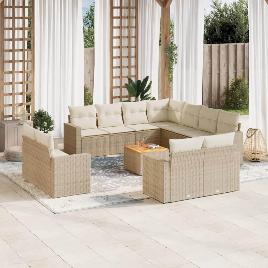 vidaXL Set canapele de grădină cu perne, 12 piese, bej, poliratan vidaXL Set canapele de grădină cu perne, 12 piese, bej, poliratan