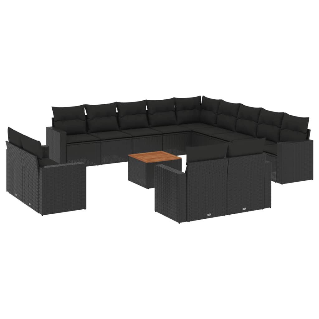 vidaXL Set mobilier de grădină cu perne, 14 piese, negru, poliratan vidaXL Set mobilier de grădină cu perne, 14 piese, negru, poliratan