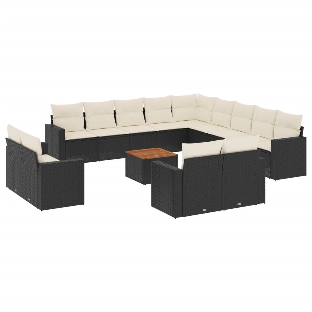 vidaXL Set mobilier de grădină cu perne, 14 piese, negru, poliratan vidaXL Set mobilier de grădină cu perne, 14 piese, negru, poliratan