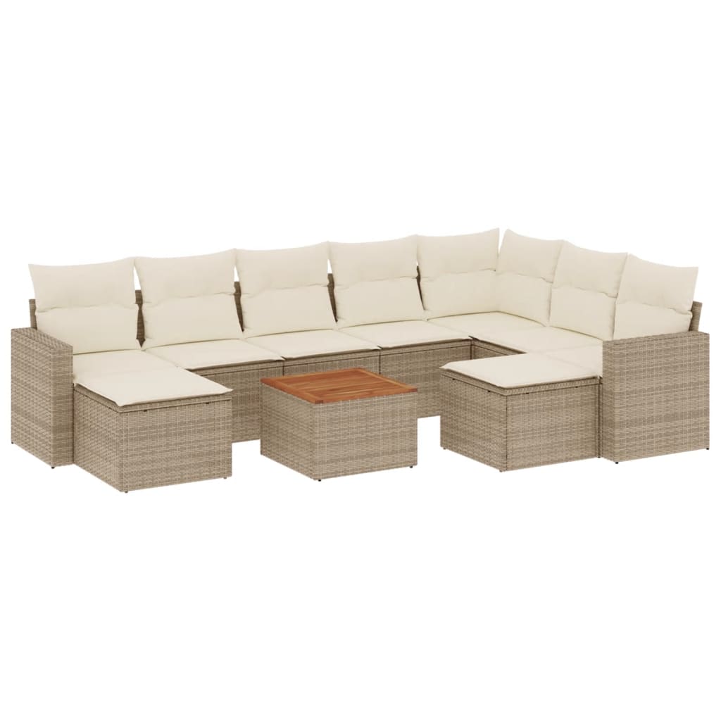 vidaXL Set canapele de grădină cu perne, 10 piese, bej, poliratan vidaXL Set canapele de grădină cu perne, 10 piese, bej, poliratan