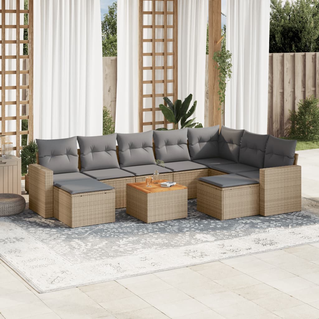 vidaXL Set canapele de grădină cu perne, 10 piese, bej, poliratan vidaXL Set canapele de grădină cu perne, 10 piese, bej, poliratan