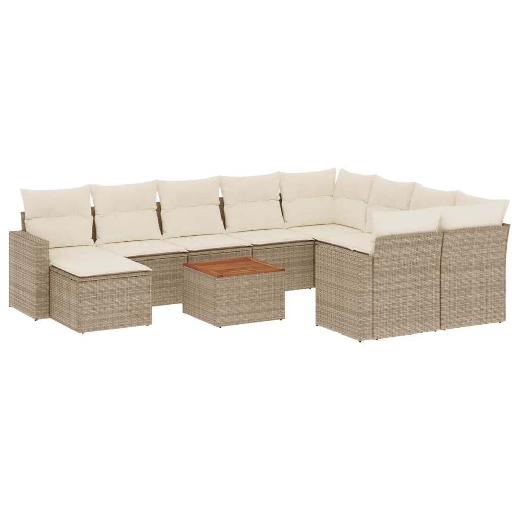 vidaXL Set canapele de grădină cu perne, 11 piese, bej, poliratan vidaXL Set canapele de grădină cu perne, 11 piese, bej, poliratan