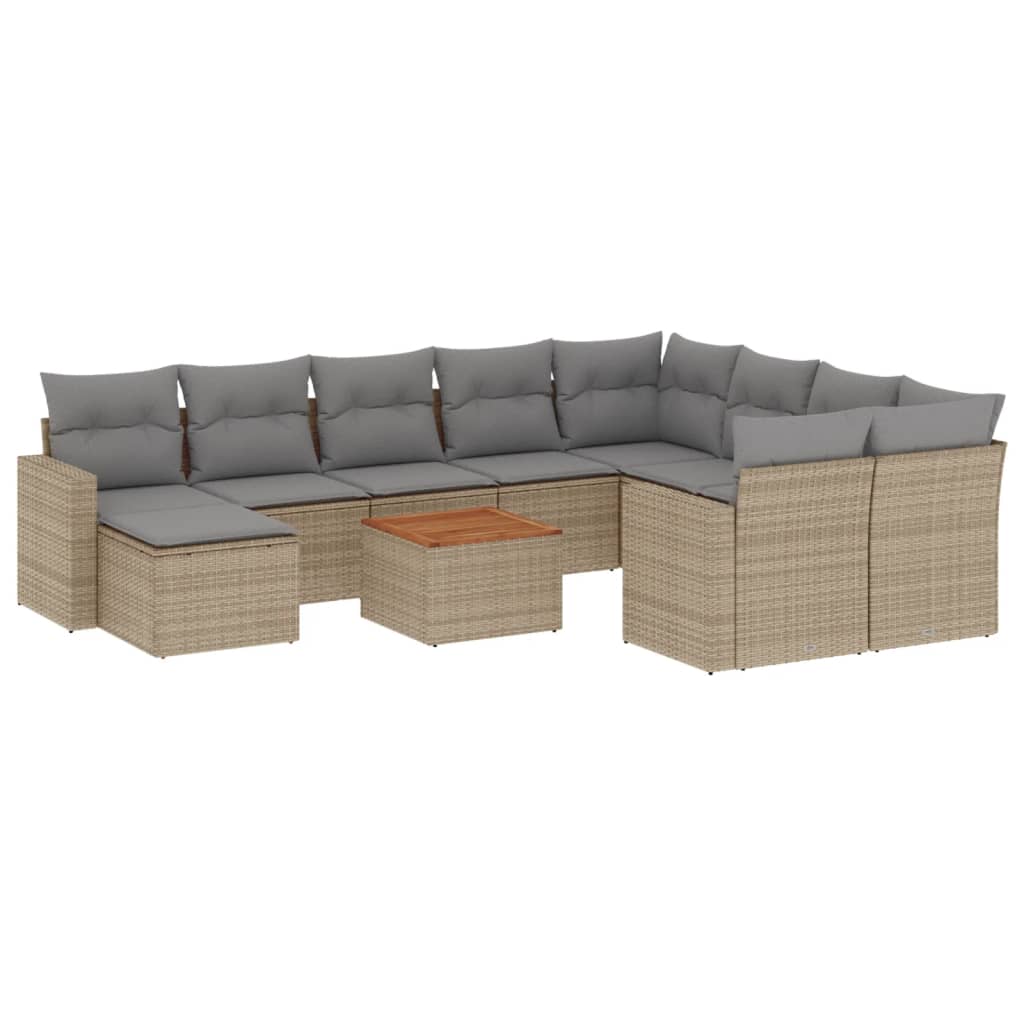 vidaXL Set canapele de grădină cu perne, 11 piese, bej, poliratan