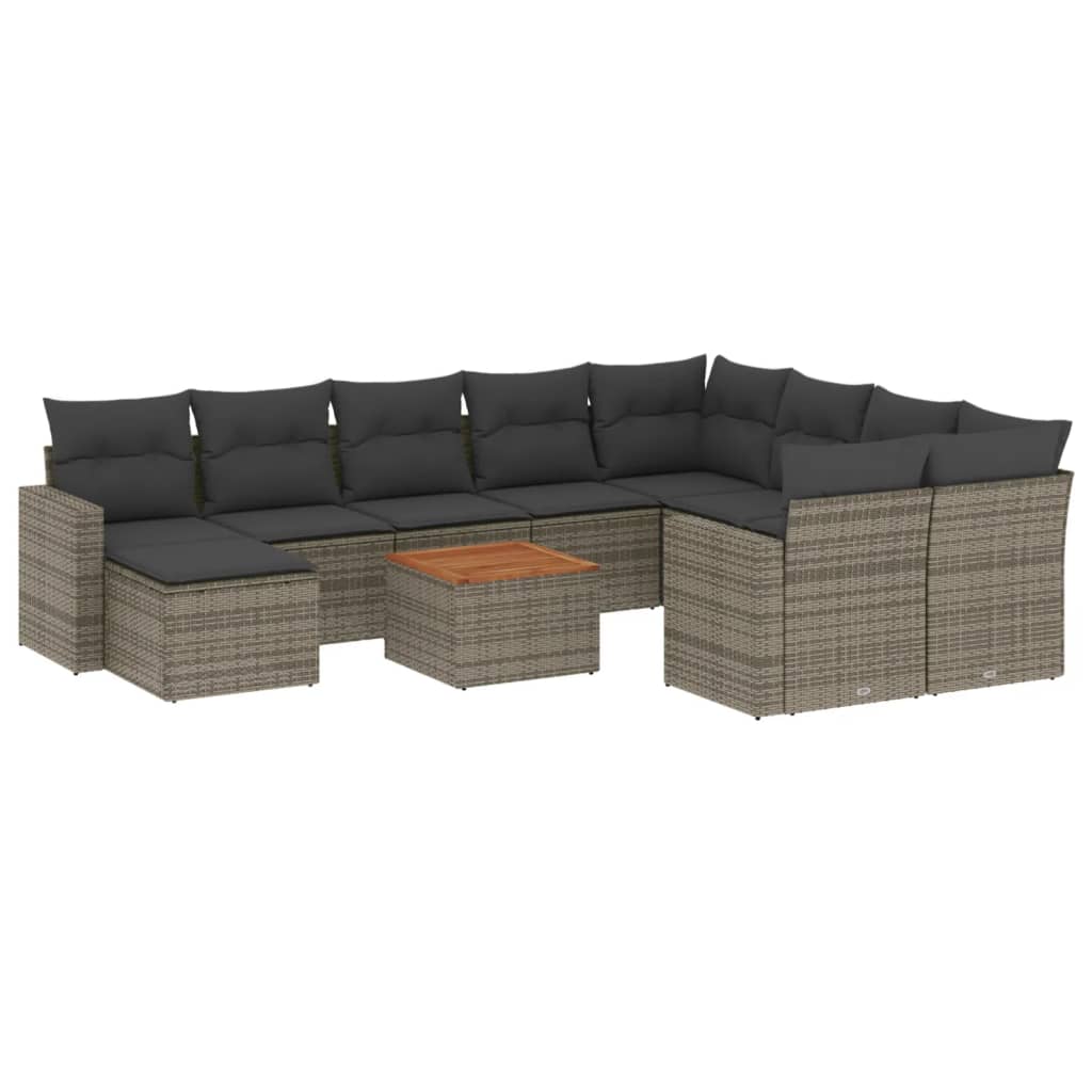vidaXL Set canapele de grădină cu perne, 11 piese, gri, poliratan vidaXL Set canapele de grădină cu perne, 11 piese, gri, poliratan