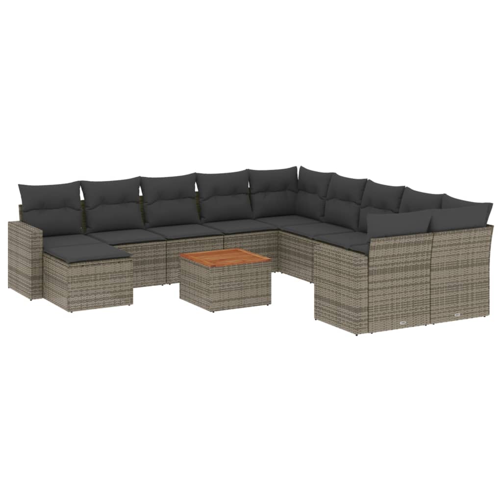 vidaXL Set canapea de grădină cu perne, 12 piese, gri, poliratan vidaXL Set canapea de grădină cu perne, 12 piese, gri, poliratan