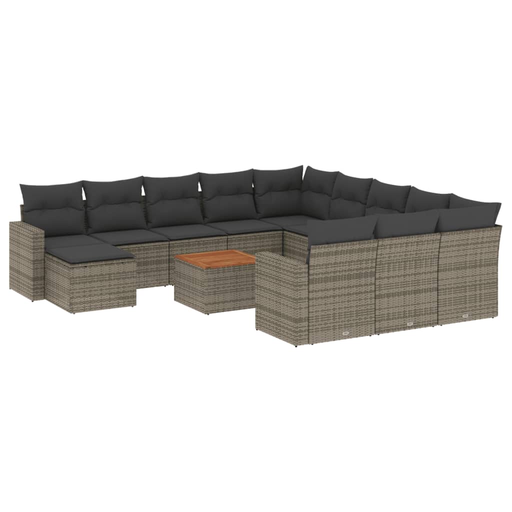 vidaXL Set mobilier de grădină cu perne, 13 piese, gri, poliratan vidaXL Set mobilier de grădină cu perne, 13 piese, gri, poliratan