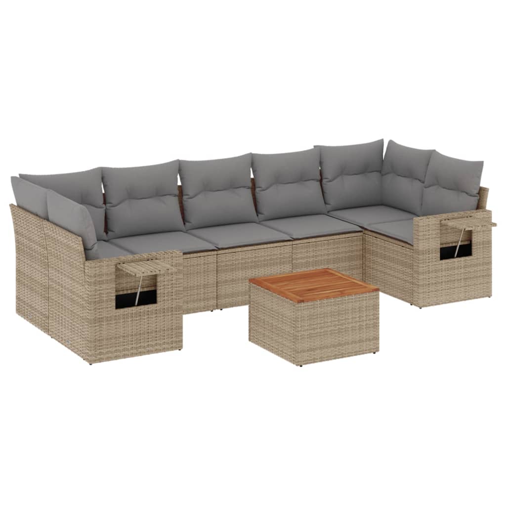 vidaXL Set canapele de grădină, 8 piese, cu perne, bej, poliratan vidaXL Set canapele de grădină, 8 piese, cu perne, bej, poliratan