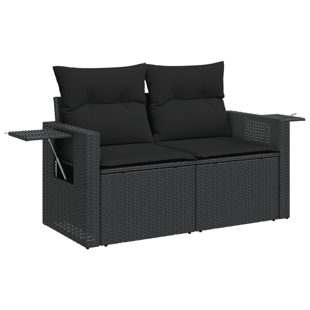 vidaXL Set mobilier de grădină cu perne, 9 piese, negru, poliratan vidaXL Set mobilier de grădină cu perne, 9 piese, negru, poliratan