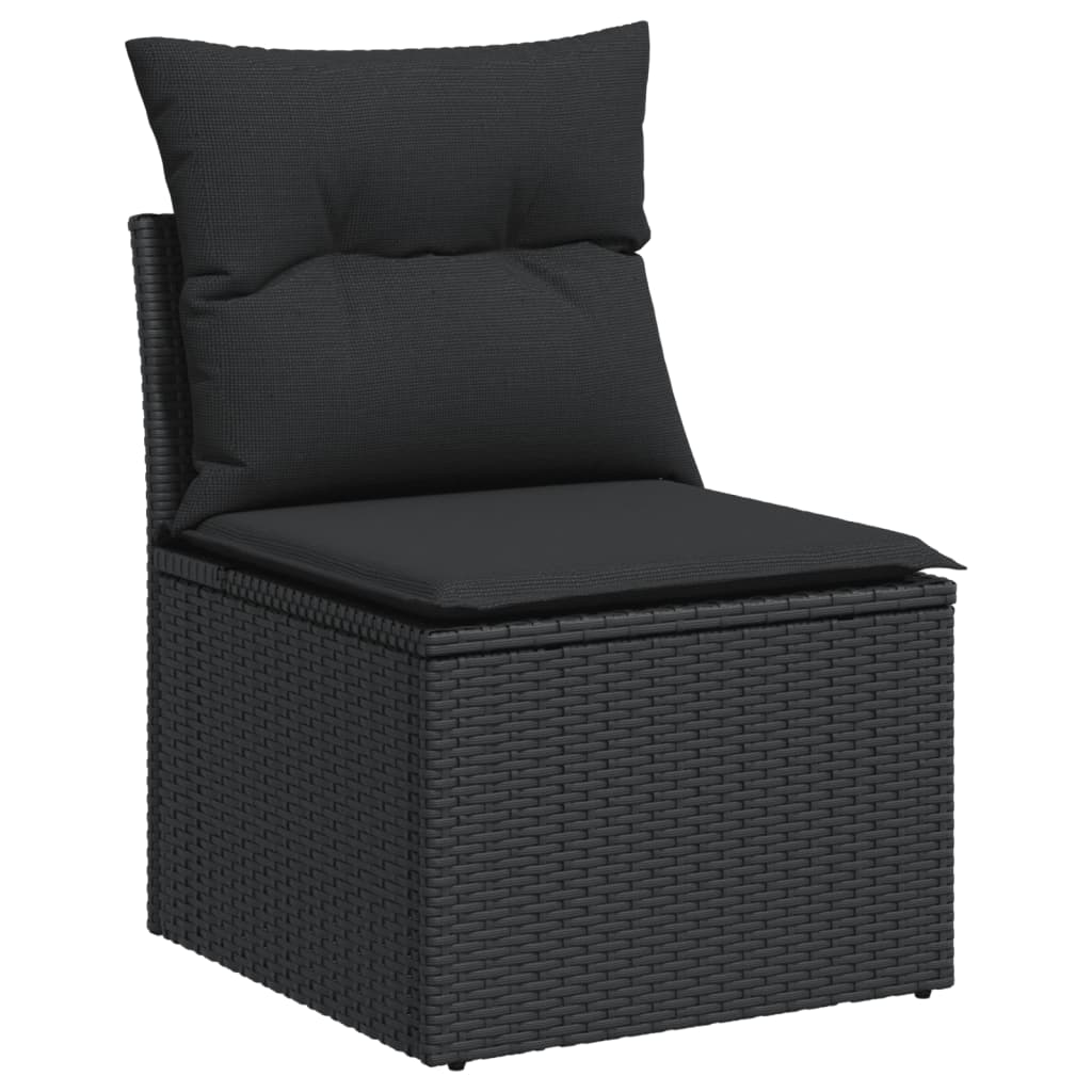 vidaXL Set mobilier de grădină cu perne, 9 piese, negru, poliratan vidaXL Set mobilier de grădină cu perne, 9 piese, negru, poliratan