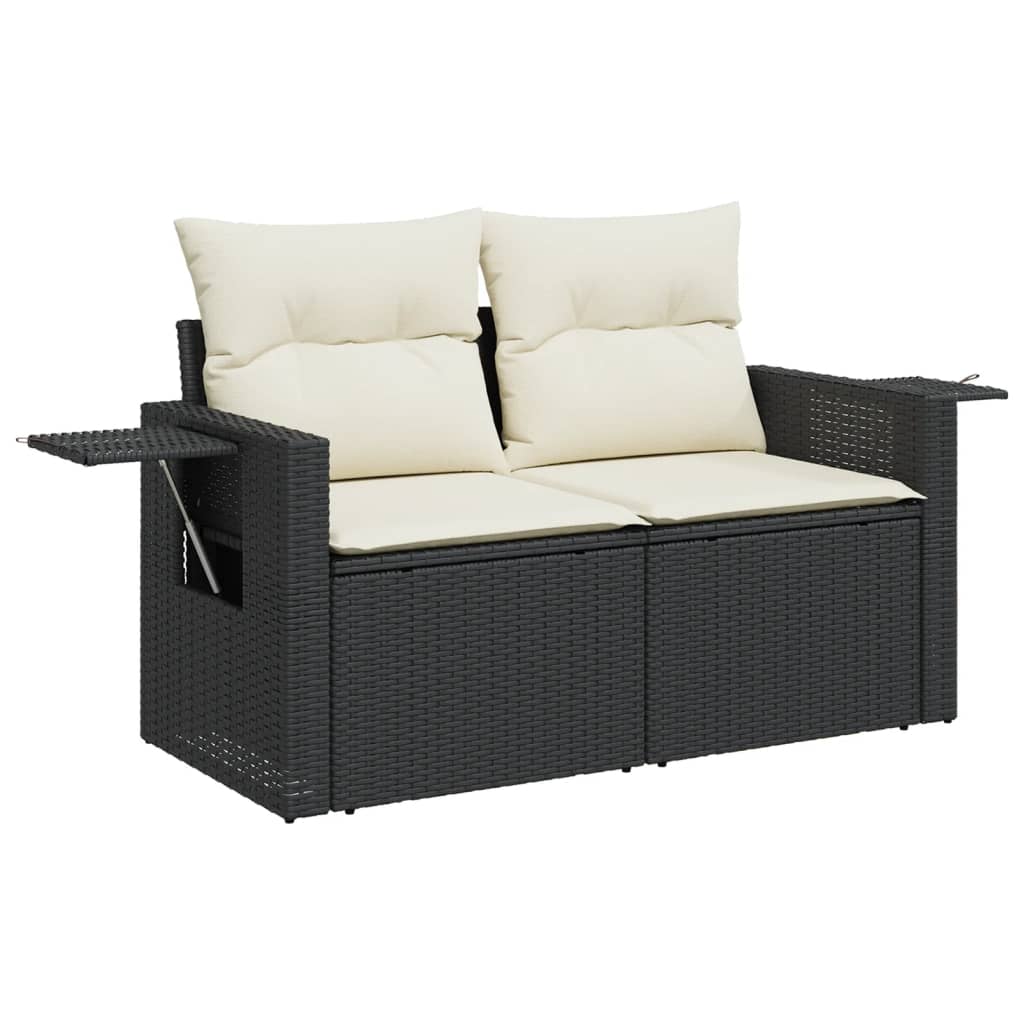 vidaXL Set mobilier de grădină cu perne, 9 piese, negru, poliratan vidaXL Set mobilier de grădină cu perne, 9 piese, negru, poliratan