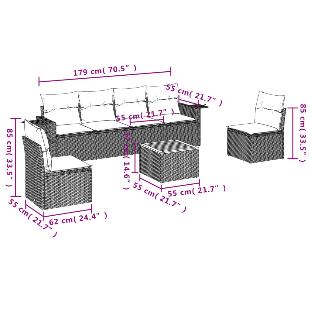 vidaXL Set canapele de grădină, 7 piese, cu perne, bej, poliratan vidaXL Set canapele de grădină, 7 piese, cu perne, bej, poliratan