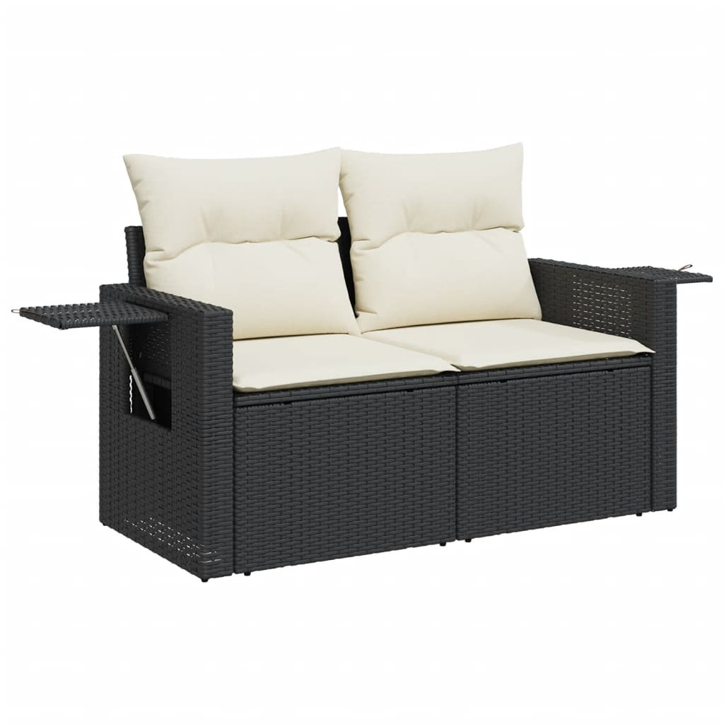 vidaXL Set mobilier de grădină cu perne, 9 piese, negru, poliratan vidaXL Set mobilier de grădină cu perne, 9 piese, negru, poliratan