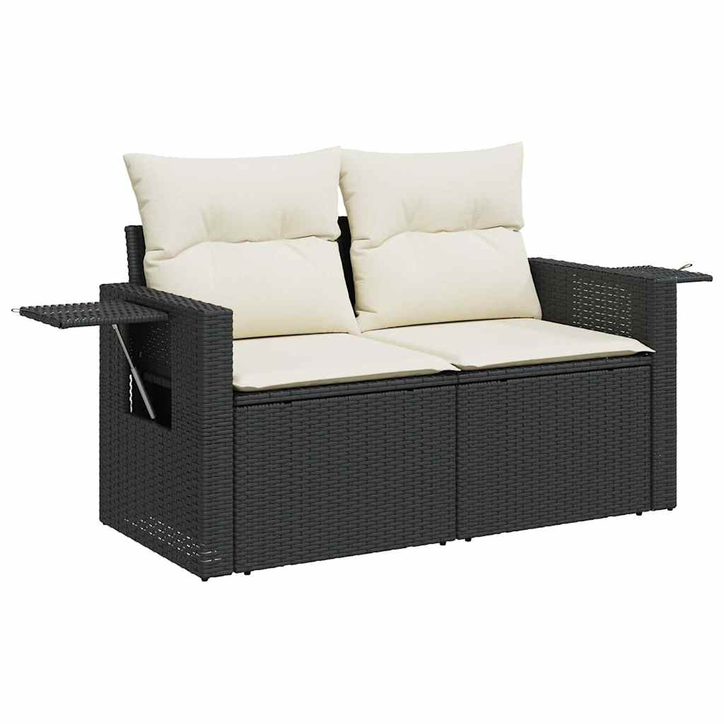 vidaXL Set mobilier de grădină cu perne, 5 piese, negru, poliratan vidaXL Set mobilier de grădină cu perne, 5 piese, negru, poliratan