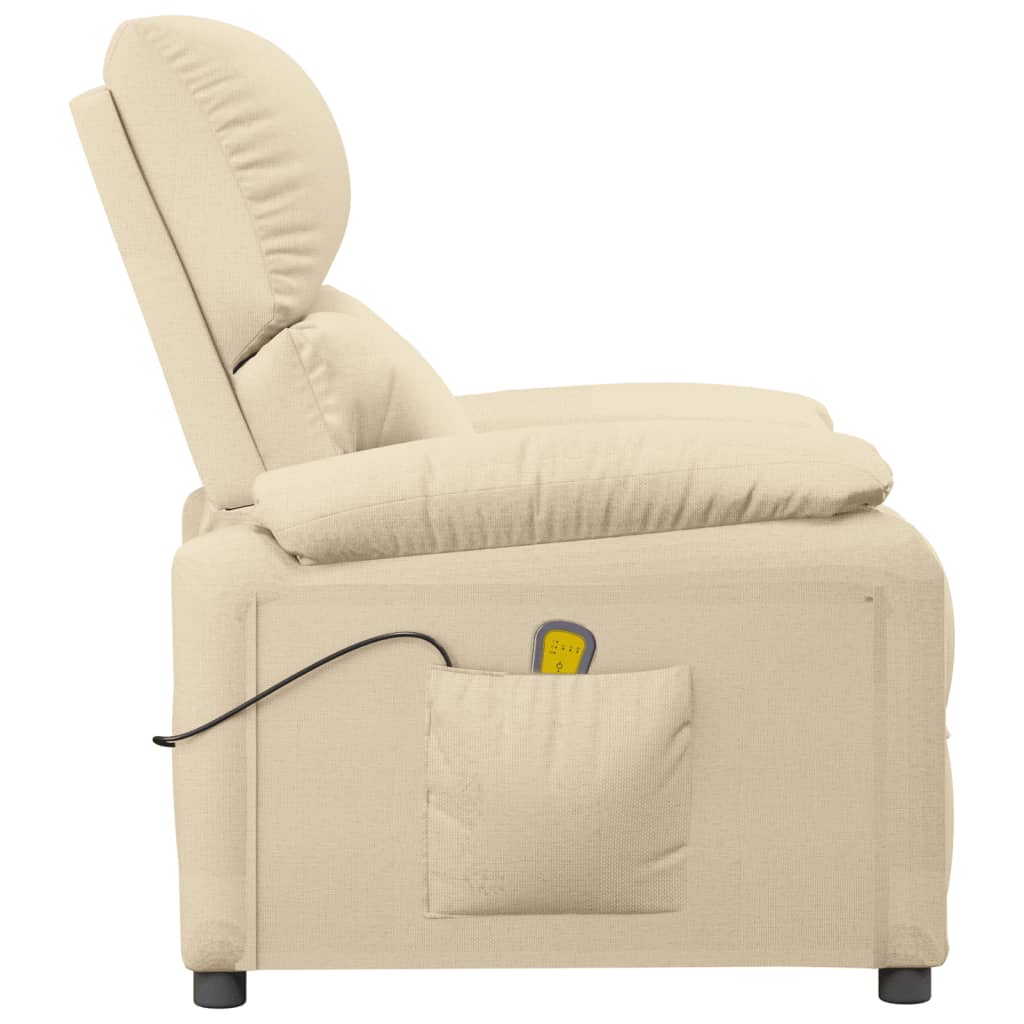 vidaXL Fotoliu de masaj, crem, material textil
