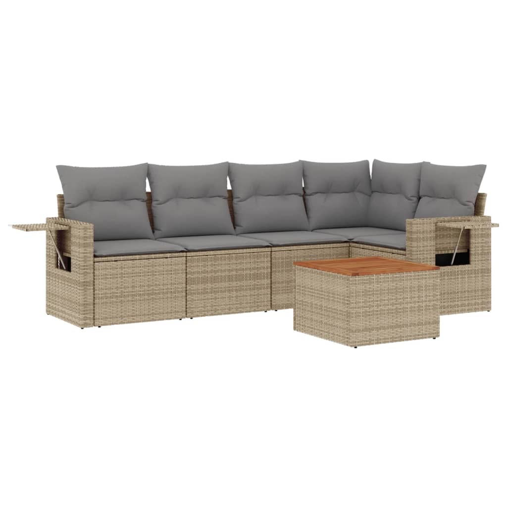 vidaXL Set canapele de grădină cu perne, 6 piese, bej, poliratan vidaXL Set canapele de grădină cu perne, 6 piese, bej, poliratan