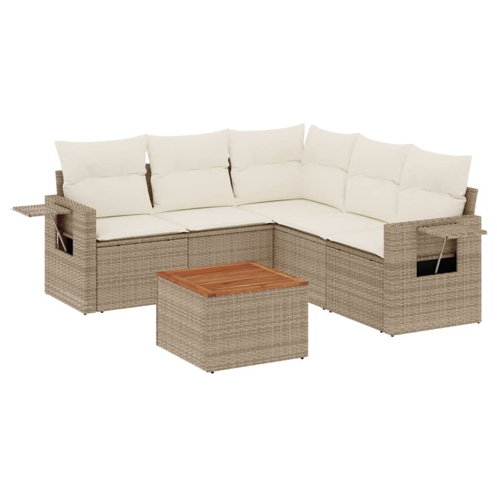 vidaXL Set canapele de grădină cu perne, 6 piese, bej, poliratan vidaXL Set canapele de grădină cu perne, 6 piese, bej, poliratan