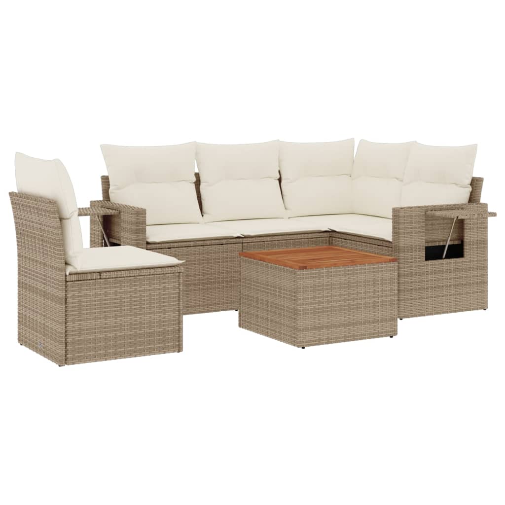 vidaXL Set canapele de grădină cu perne, 6 piese, bej, poliratan vidaXL Set canapele de grădină cu perne, 6 piese, bej, poliratan