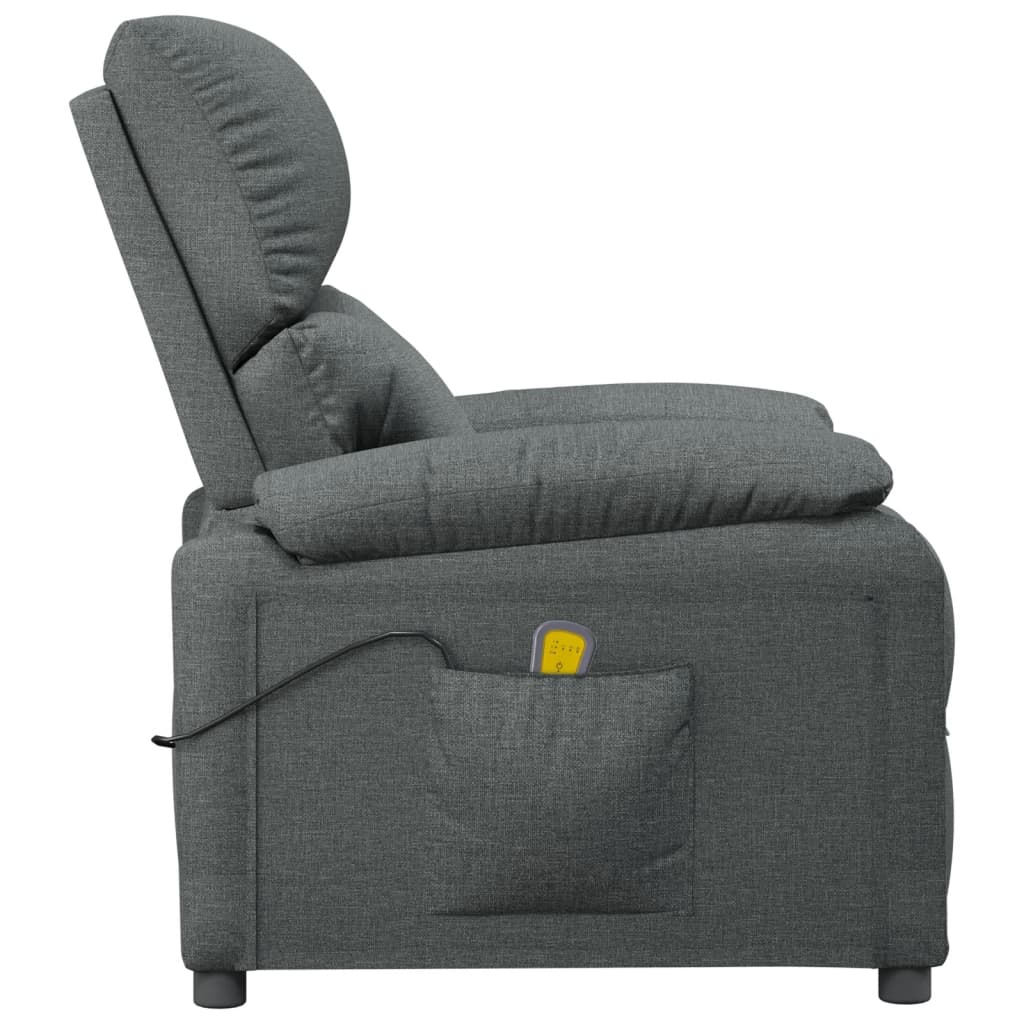 vidaXL Fotoliu de masaj, gri închis, material textil