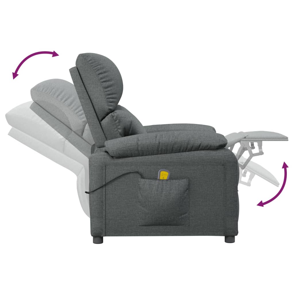 vidaXL Fotoliu de masaj, gri închis, material textil
