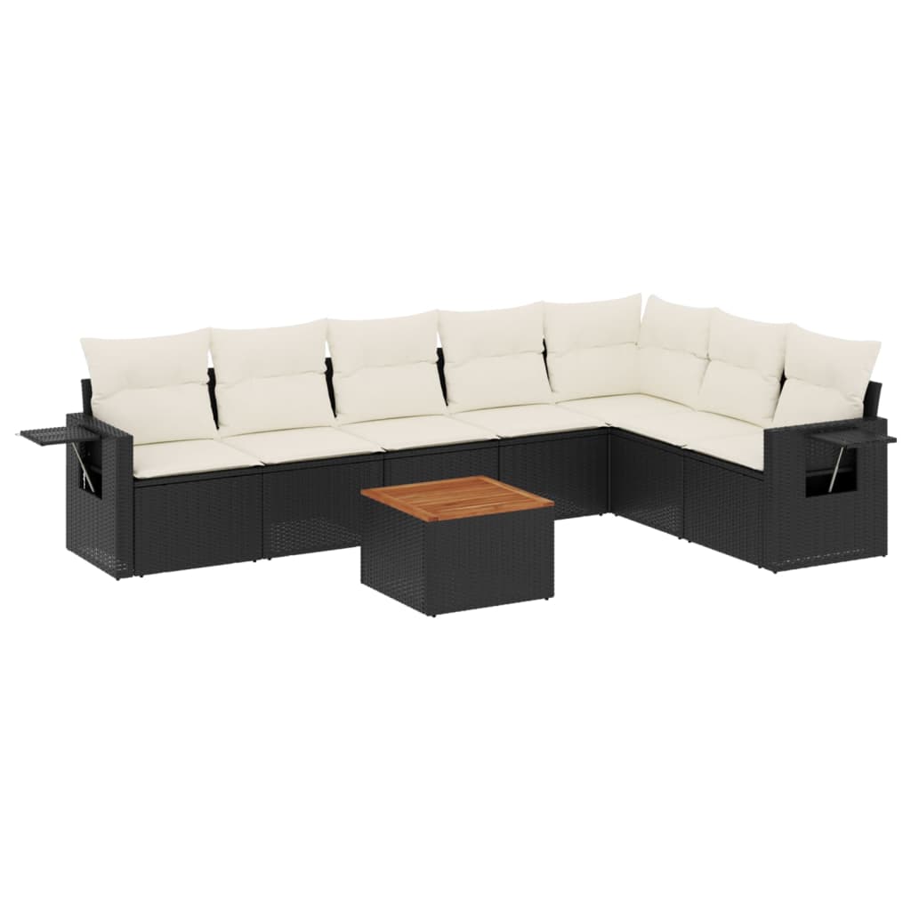 vidaXL Set mobilier de grădină cu perne, 8 piese, negru, poliratan vidaXL Set mobilier de grădină cu perne, 8 piese, negru, poliratan