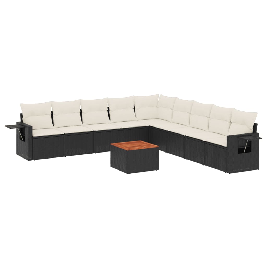vidaXL Set canapele de grădină cu perne, 10 piese, negru, poliratan vidaXL Set canapele de grădină cu perne, 10 piese, negru, poliratan