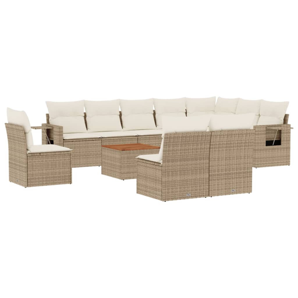 vidaXL Set canapele de grădină cu perne, 11 piese, bej, poliratan vidaXL Set canapele de grădină cu perne, 11 piese, bej, poliratan