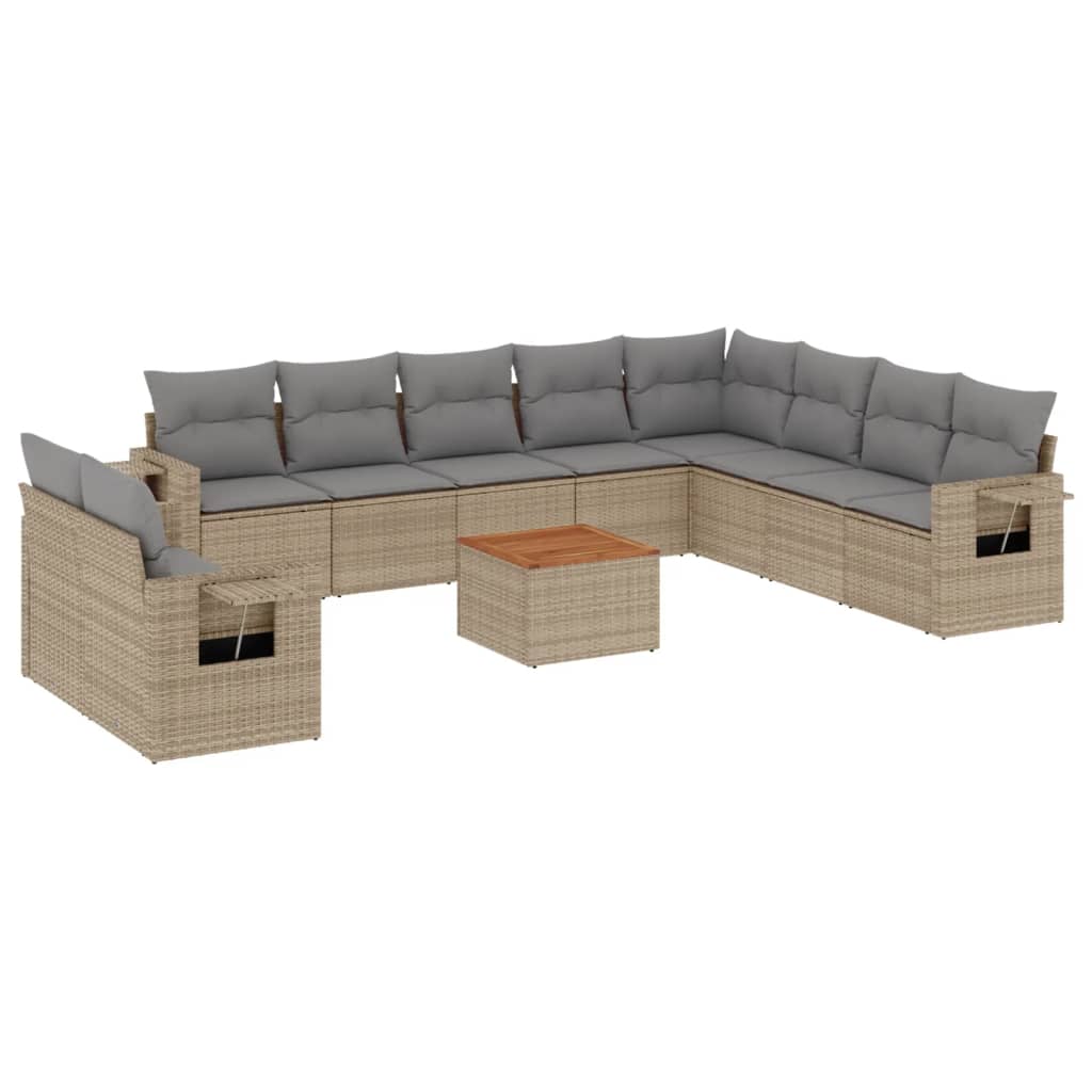 vidaXL Set canapele de grădină cu perne, 11 piese, bej, poliratan vidaXL Set canapele de grădină cu perne, 11 piese, bej, poliratan