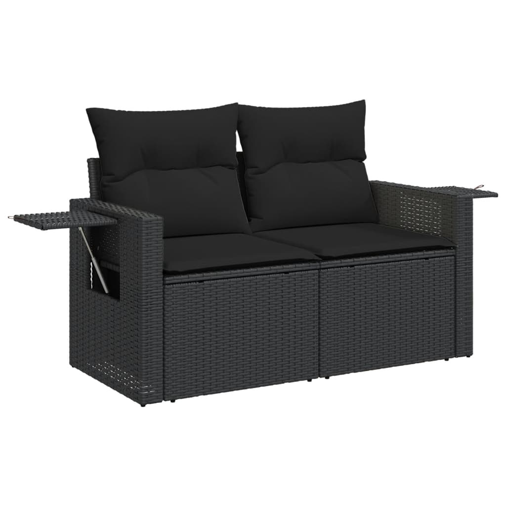 vidaXL Set mobilier de grădină cu perne, 9 piese, negru, poliratan vidaXL Set mobilier de grădină cu perne, 9 piese, negru, poliratan