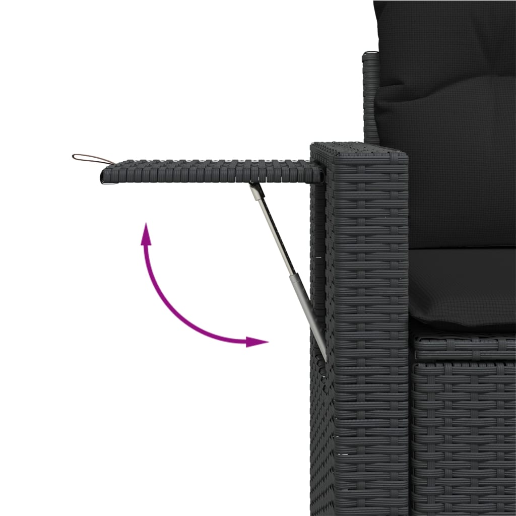 vidaXL Set mobilier de grădină cu perne, 9 piese, negru, poliratan vidaXL Set mobilier de grădină cu perne, 9 piese, negru, poliratan
