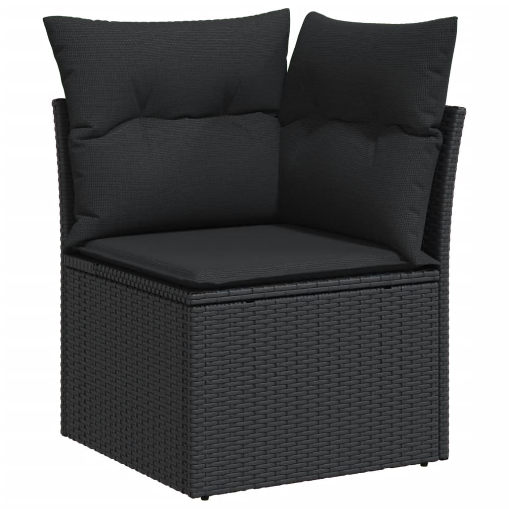 vidaXL Set mobilier de grădină cu perne, 9 piese, negru, poliratan vidaXL Set mobilier de grădină cu perne, 9 piese, negru, poliratan