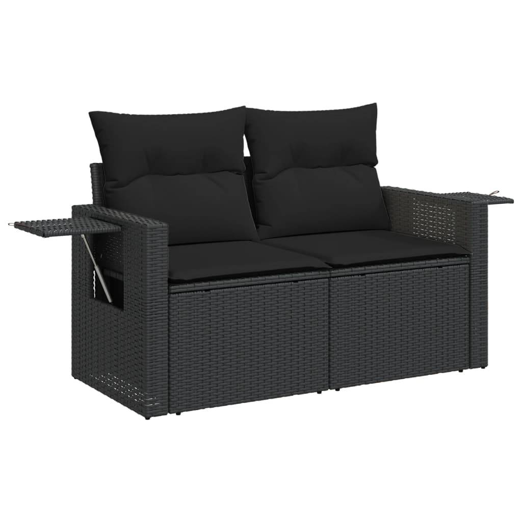 vidaXL Set mobilier de grădină cu perne, 9 piese, negru, poliratan vidaXL Set mobilier de grădină cu perne, 9 piese, negru, poliratan
