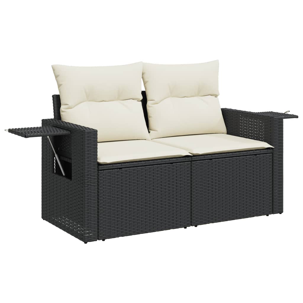 vidaXL Set mobilier de grădină cu perne, 9 piese, negru, poliratan vidaXL Set mobilier de grădină cu perne, 9 piese, negru, poliratan
