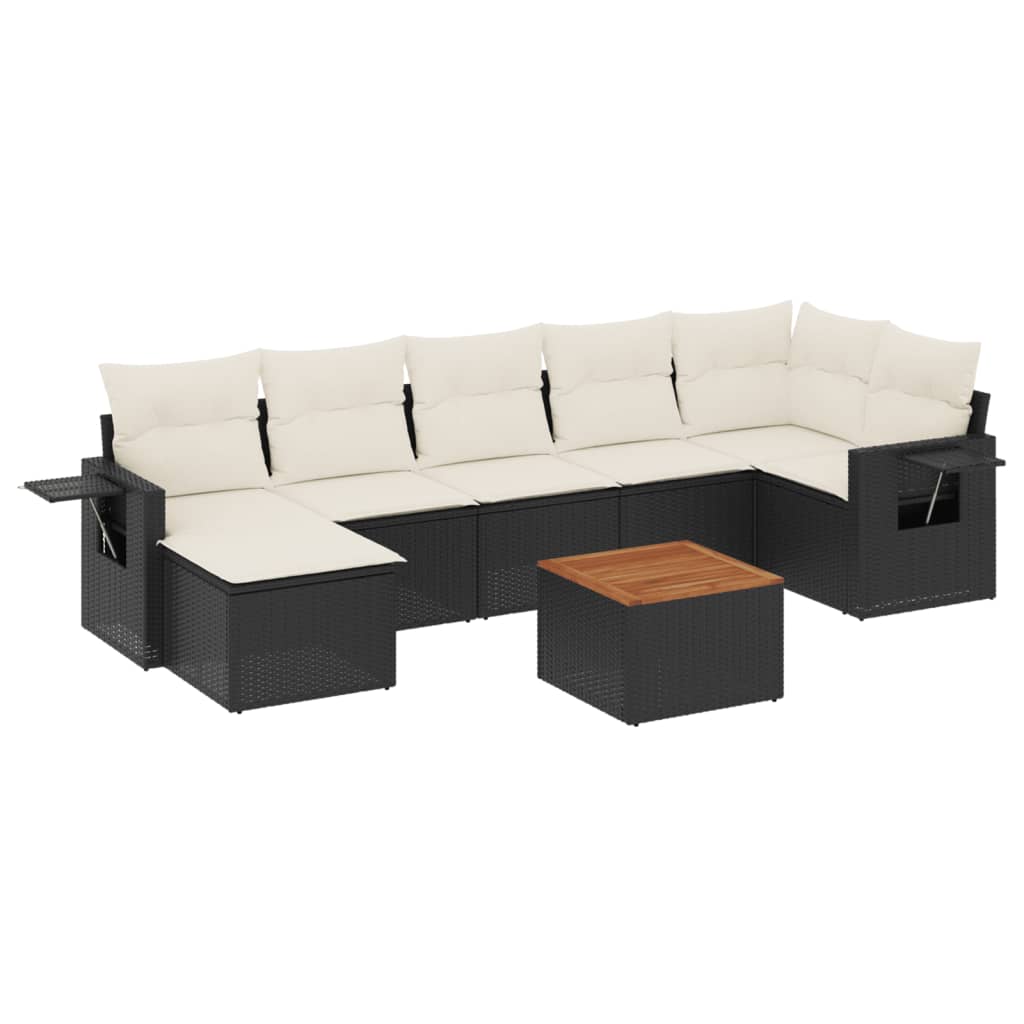 vidaXL Set mobilier de grădină cu perne, 8 piese, negru, poliratan vidaXL Set mobilier de grădină cu perne, 8 piese, negru, poliratan